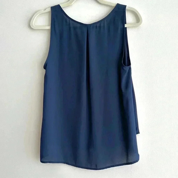 Elodie Navy Blue Swing Tank Top, Sheer Flowy Blouse, Size Small - Picture 12 of 16